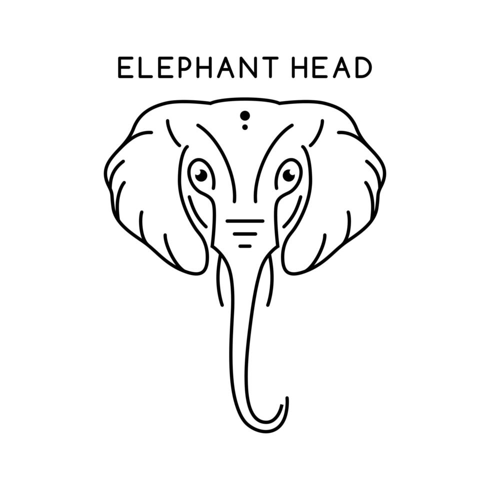 logotipo de contorno de cabeça de elefante vetor