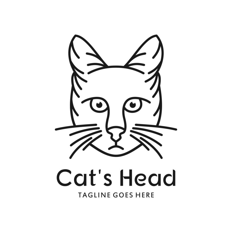 contorno do logotipo da cabeça do gato vetor