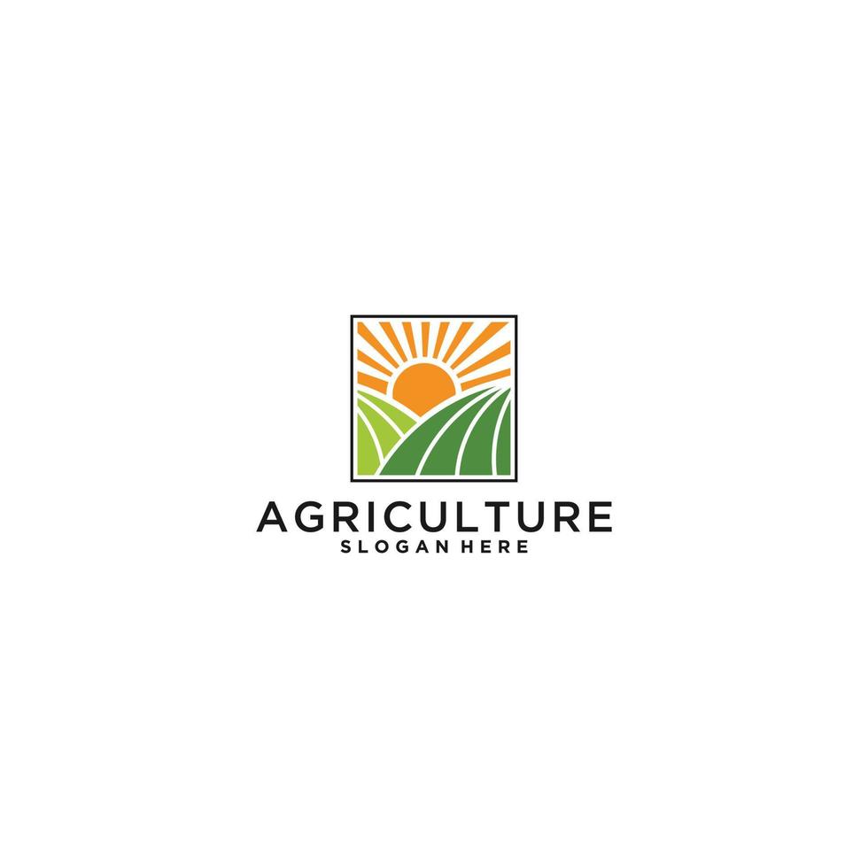 modelo de logotipo de agricultura em fundo branco vetor