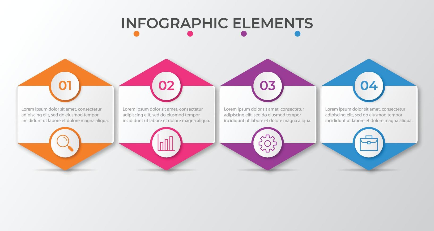 apresentação modelo de infográfico de negócios com 4 opções. ilustração vetorial. vetor