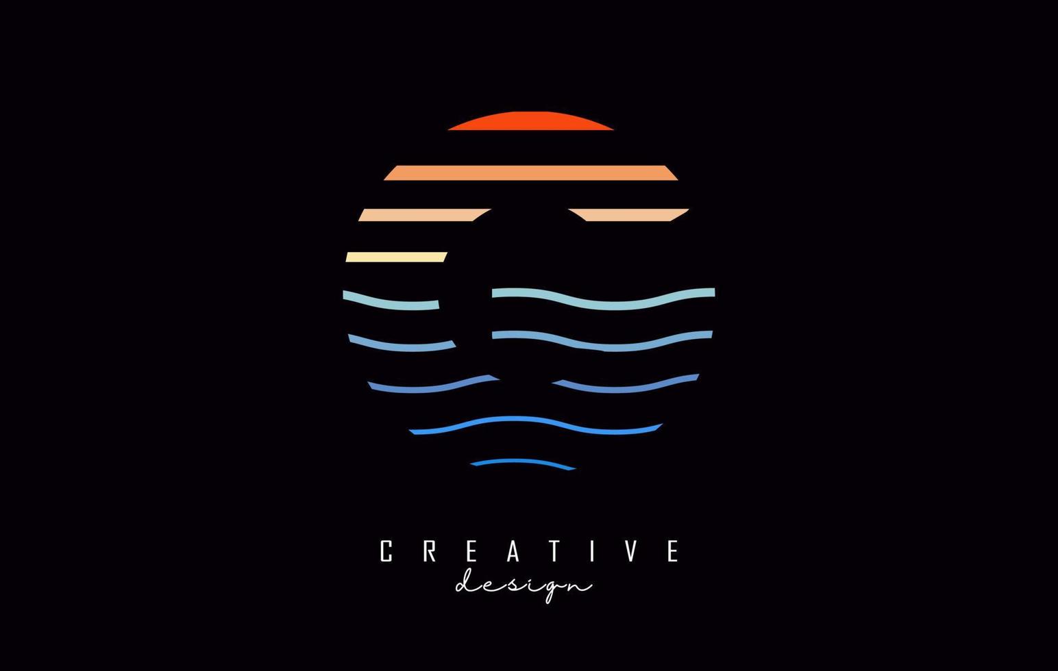 design de logotipo letra g com linhas coloridas. ilustração vetorial com linhas de cores do mar e pôr do sol, vetor