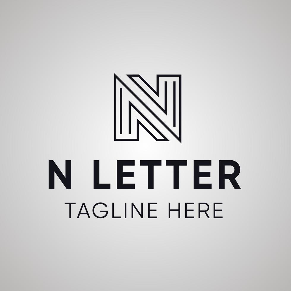 design de logotipo mínimo de letra n com formas de linha vetor
