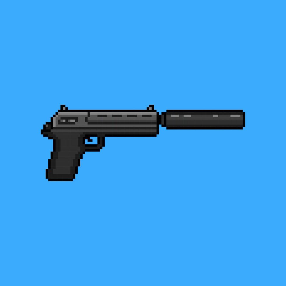 arte de pixel de pistola preta vetor