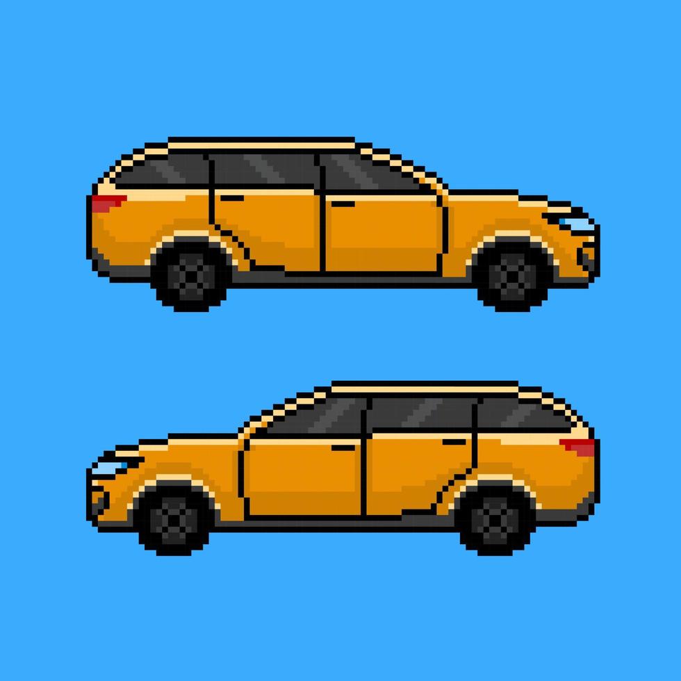 pixel art de carro laranja vetor