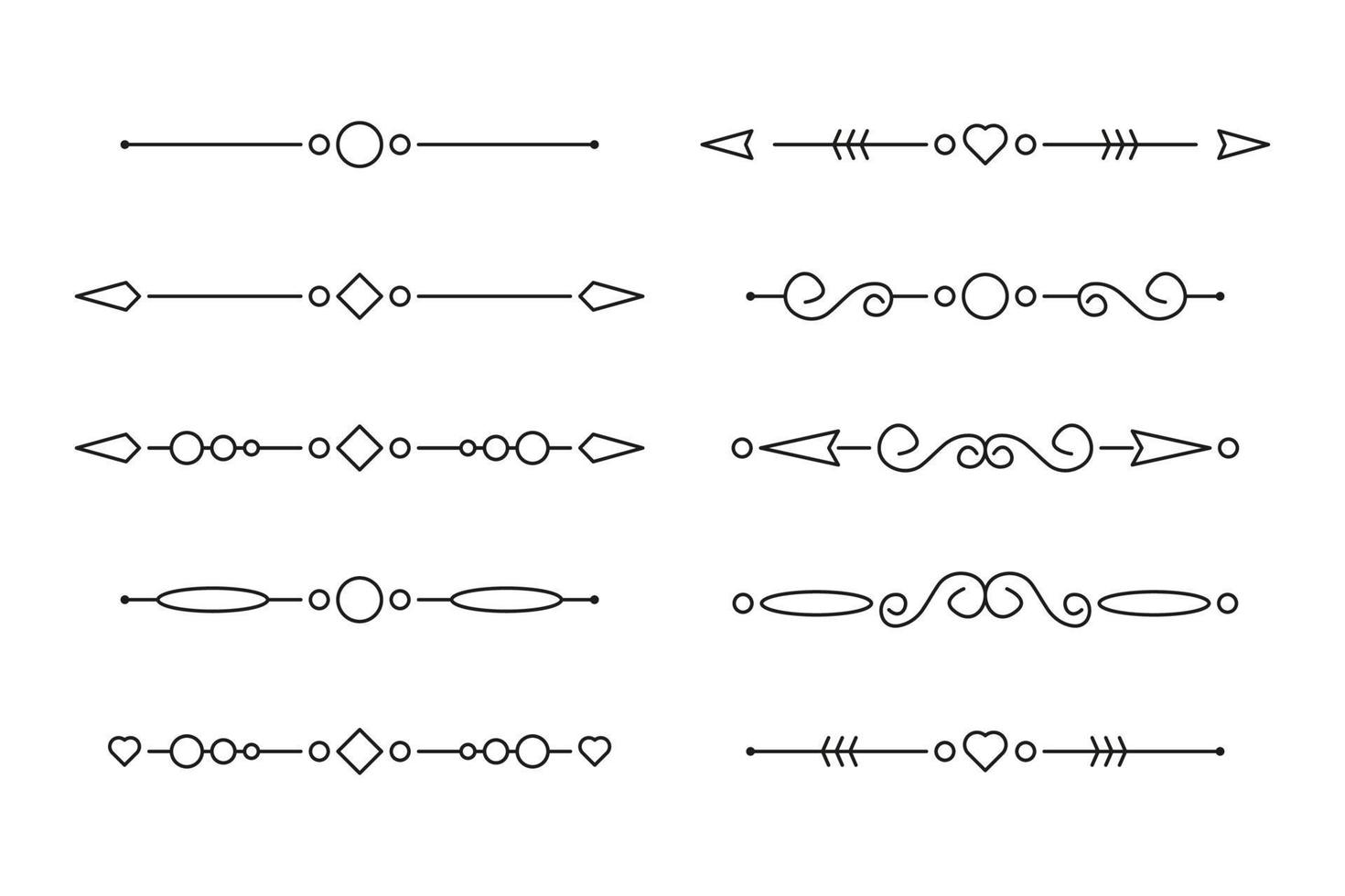 divisores decorativos vintage defina ícones. ilustração vetorial vetor