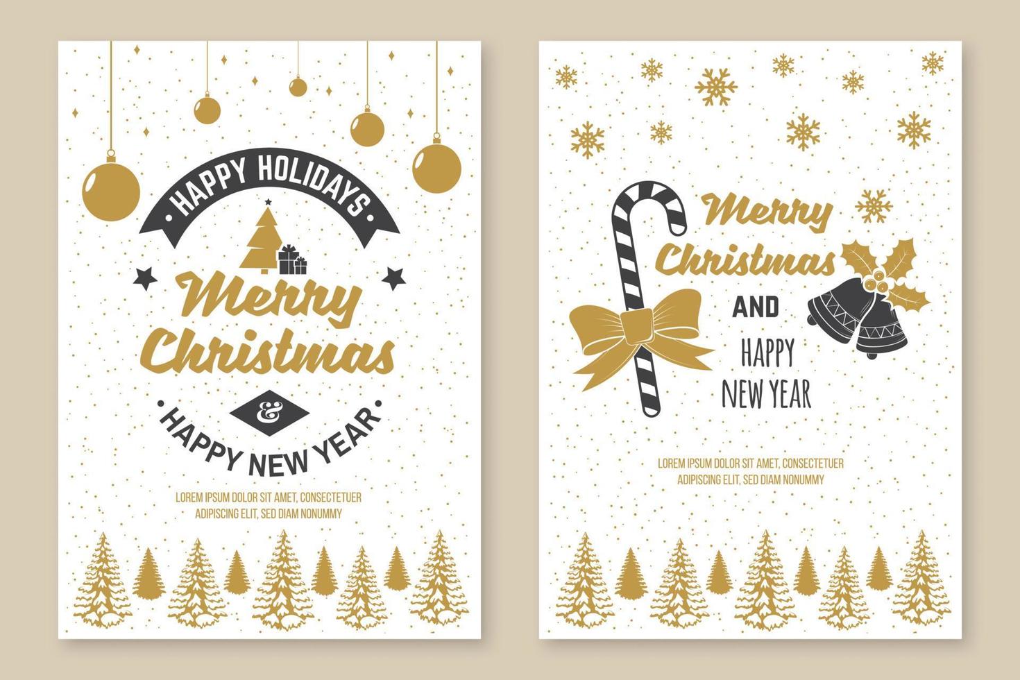 conjunto de feliz natal e cartaz de feliz ano novo de 2020, cartões de felicitações. definir citações withholly, baga, árvore de natal, sino. ilustração vetorial. design tipográfico para natal, emblema de ano novo vetor