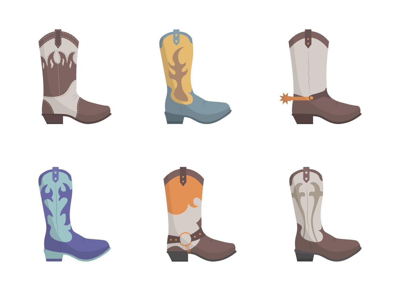 botas de cowboy de vetor isolado com ornamento. tema oeste selvagem. ilustração de estilo simples.