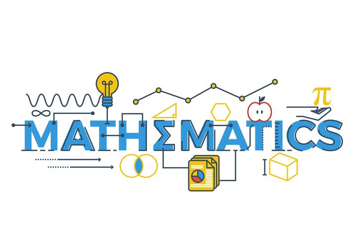 Matemática, palavra, ilustração vetor