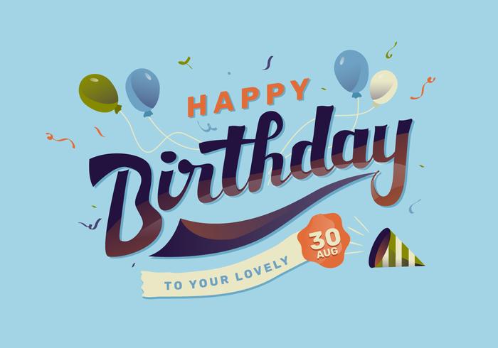 Feliz aniversário Lettering ilustração vetorial vetor