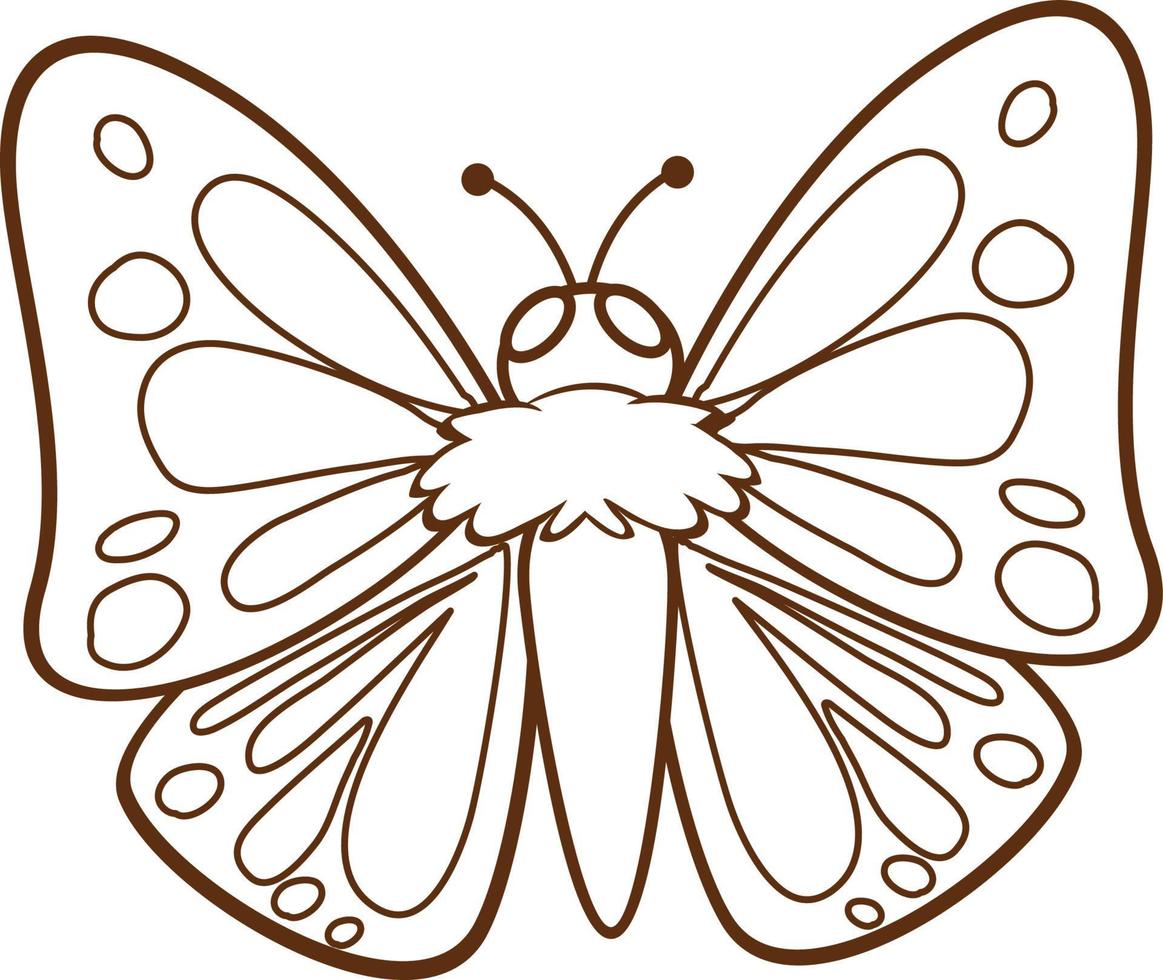 borboleta em estilo simples doodle no fundo branco vetor