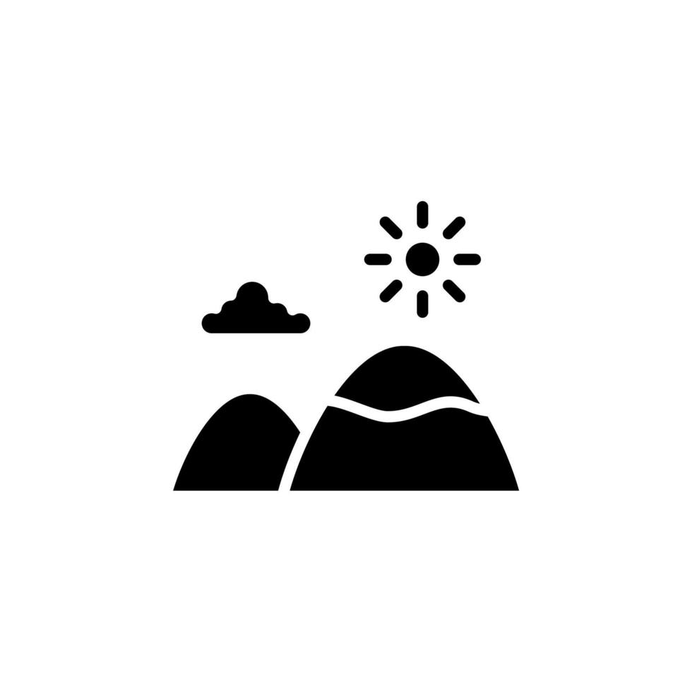 montanha, colina, monte, modelo de logotipo de ilustração de vetor de ícone sólido pico. adequado para muitos propósitos.