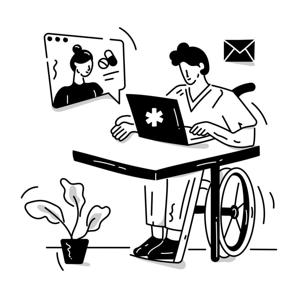ilustração de glifo de discussão de médicos online vetor