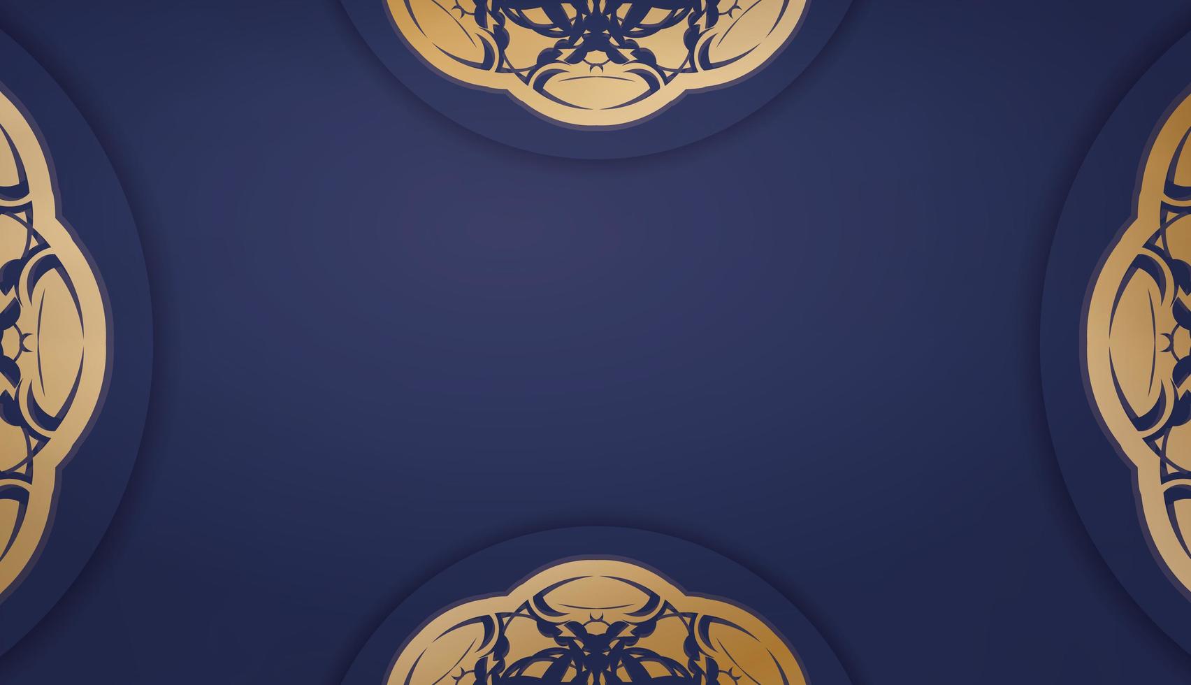 baner azul escuro com ornamento de ouro mandala para design sob o logotipo vetor