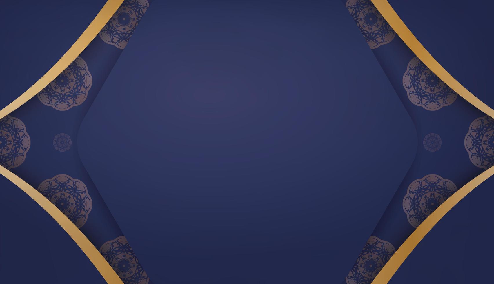 banner azul escuro com ornamentos de ouro antigo e um lugar para seu logotipo vetor