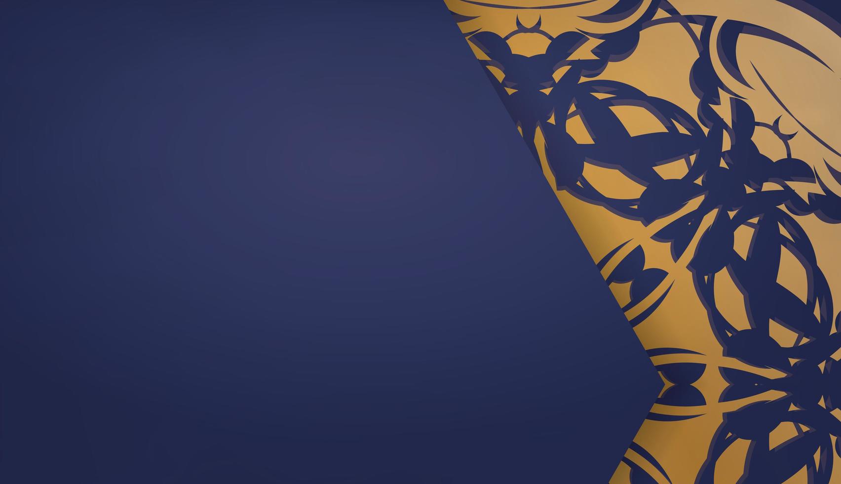 banner azul escuro com ornamento de ouro vintage para design de logotipo vetor