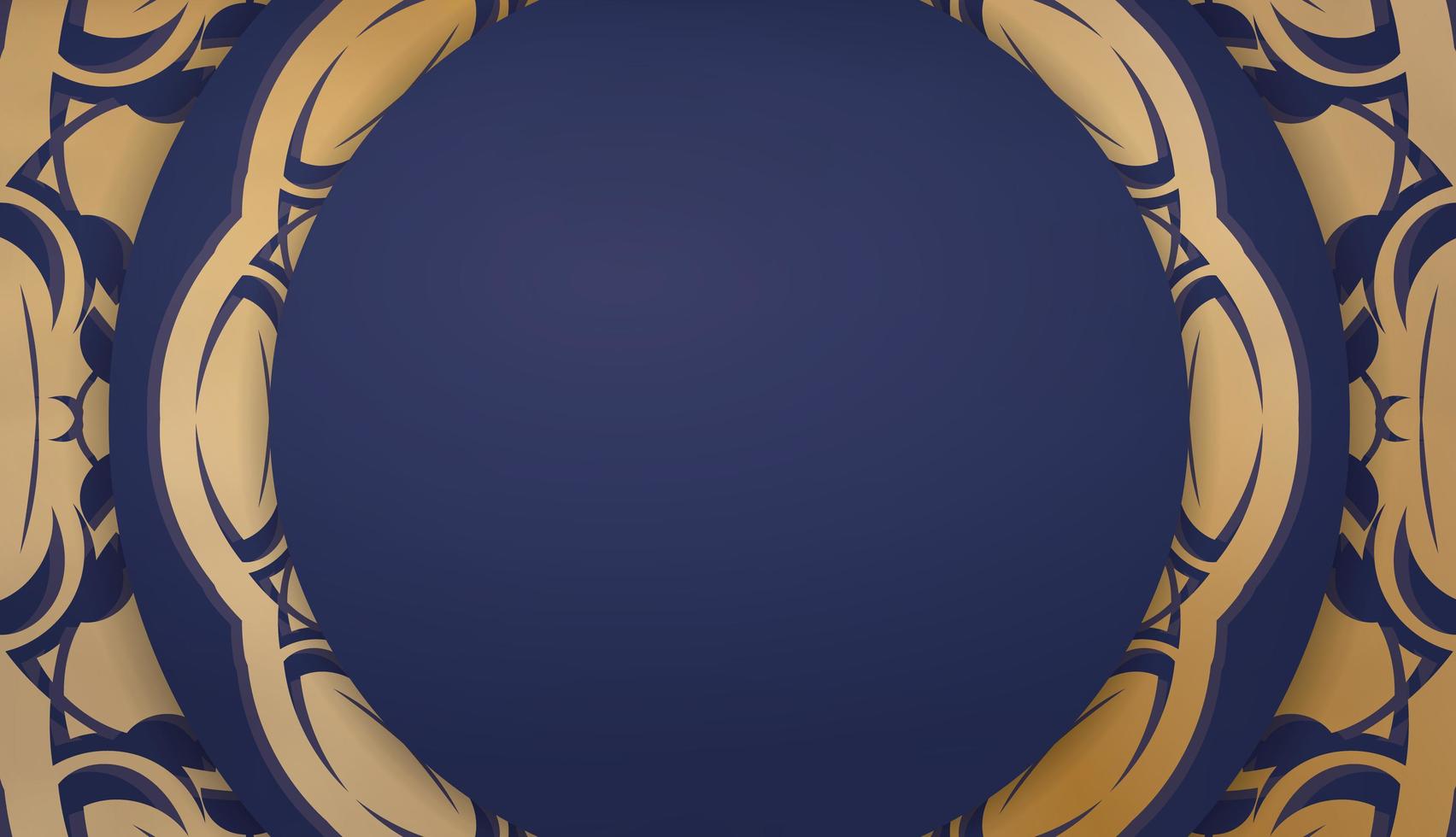 banner azul escuro com padrão de ouro abstrato e espaço para seu logotipo vetor