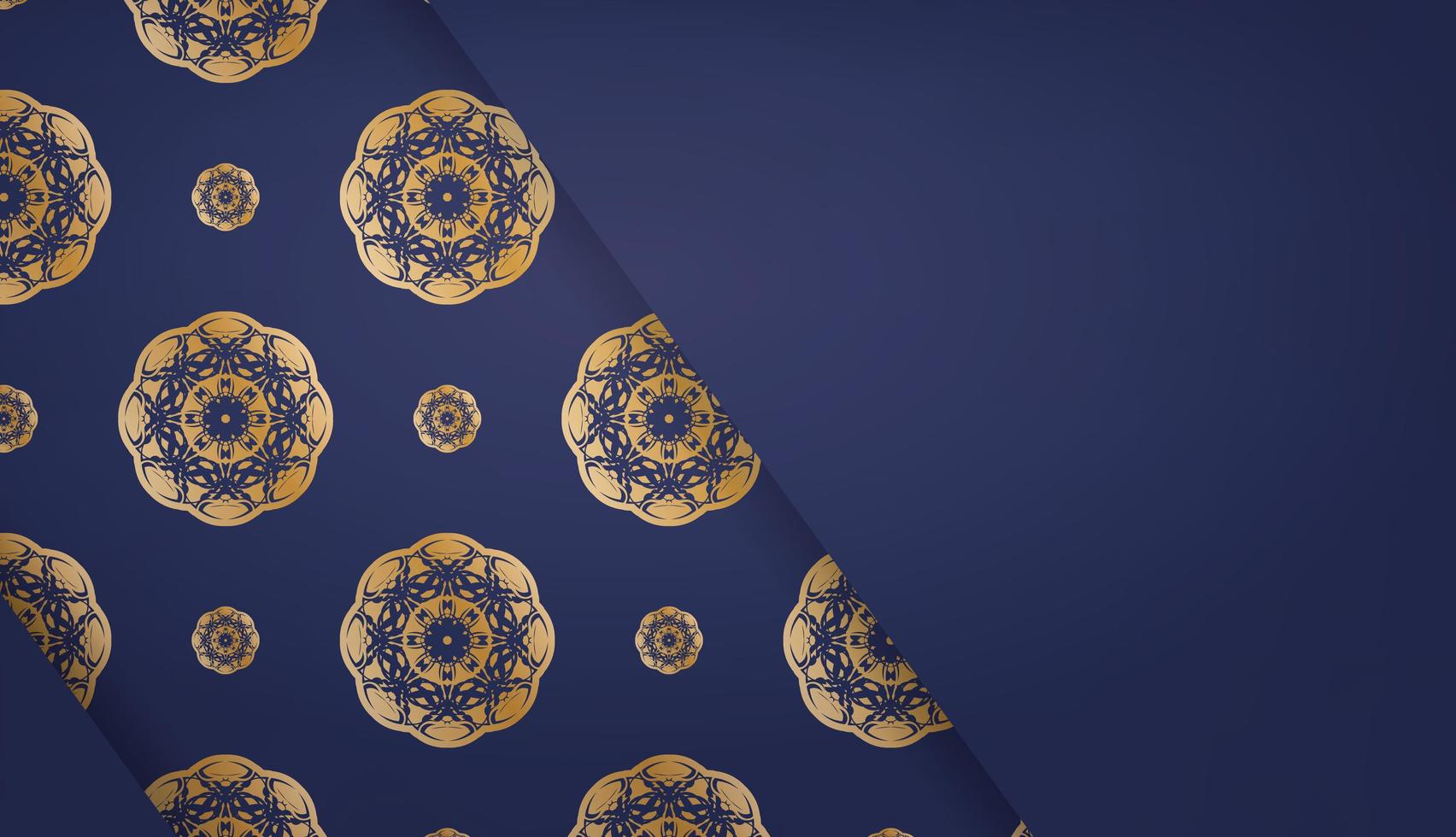 banner azul escuro com ornamento de ouro vintage para design sob seu logotipo vetor