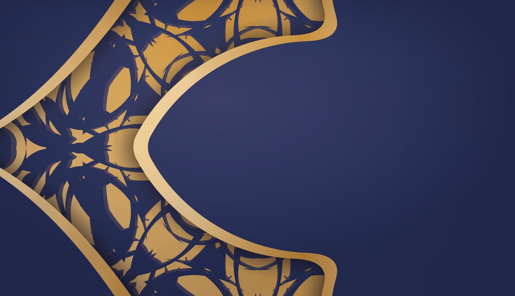 banner azul escuro com padrão de ouro indiano para design sob seu logotipo ou texto vetor