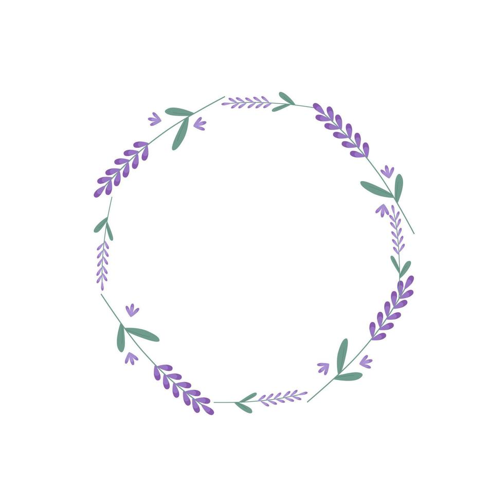 flores de lavanda, uma moldura em forma de círculo. ilustração vetorial isolada. para um projeto ou um cartão postal vetor