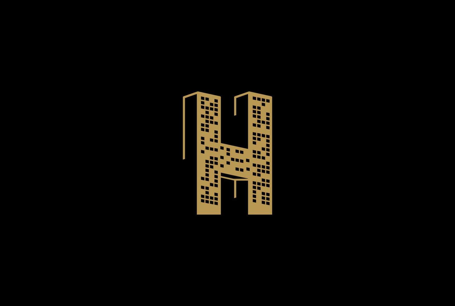 letra inicial h para design de logotipo de apartamento imobiliário de alto edifício vetor