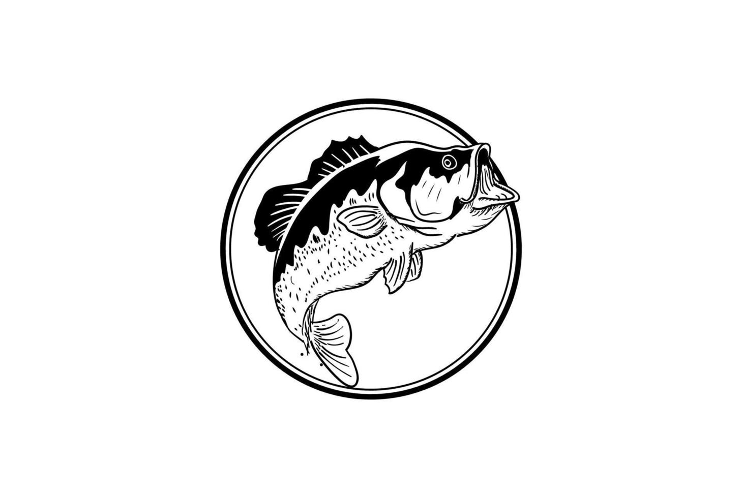 vintage saltando largemouth salmão carpa peixe para pesca de pescador esporte clube emblema emblema rótulo vetor design de logotipo