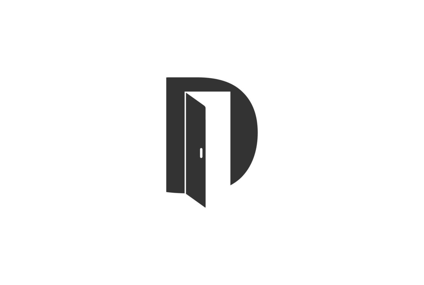 letra inicial d para vetor de design de logotipo de porta