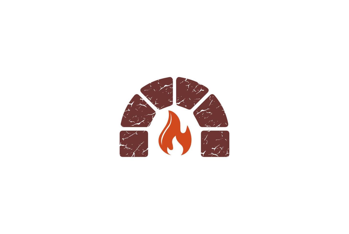 vetor de design de logotipo de forno de lareira de tijolos de fogo retrô vintage