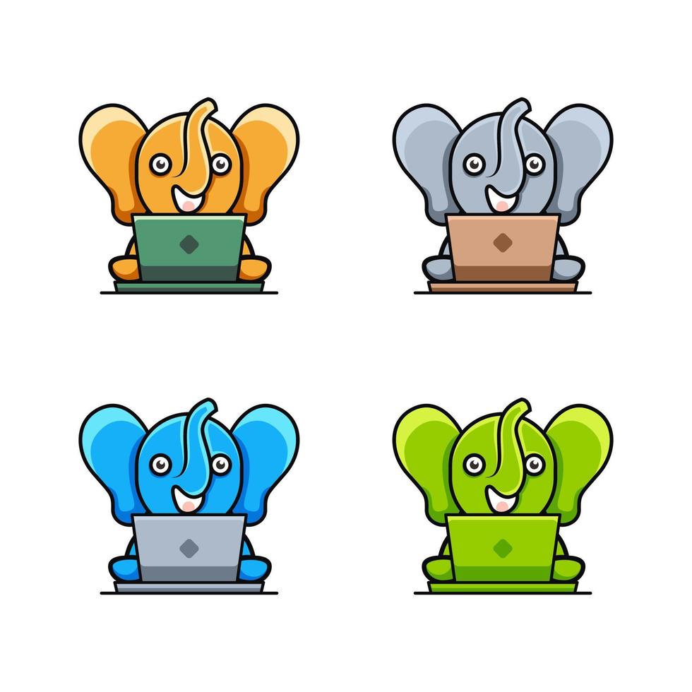 logotipo fofo de elefante vetor
