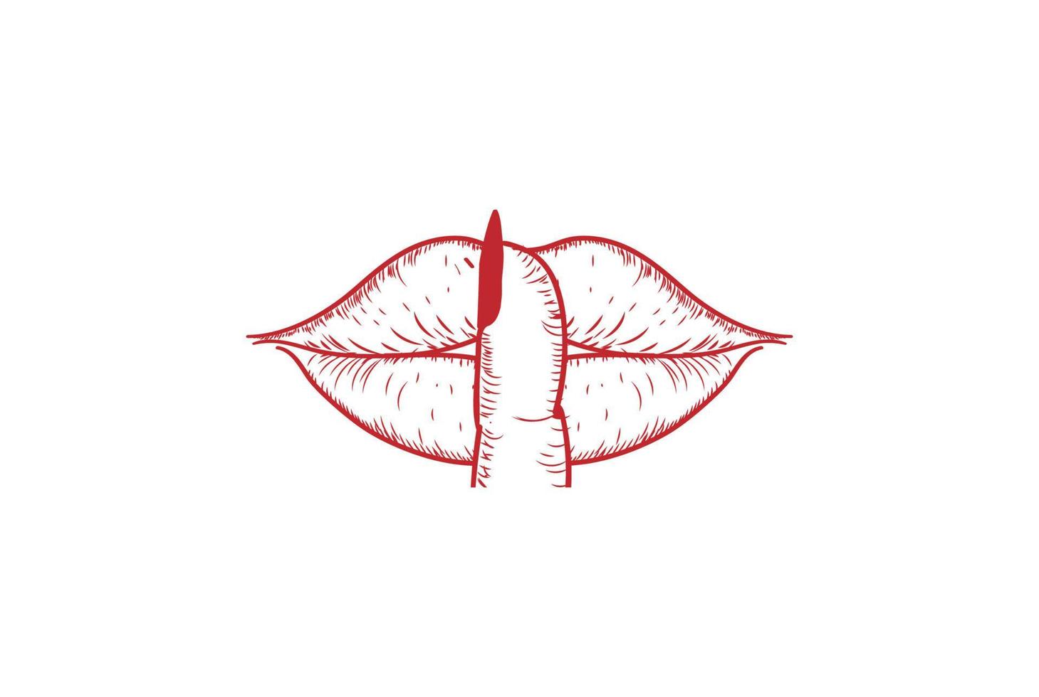 lábios femininos de mulher sexy gostosa com dedo para mãe silenciosa ou vetor de design de logotipo secreto