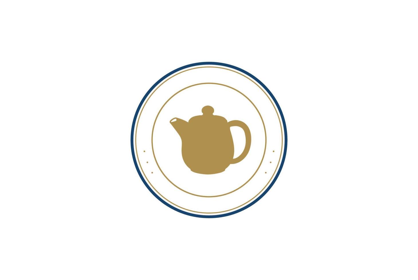 bule retrô vintage para vetor de design de logotipo de etiqueta de selo de café de chá