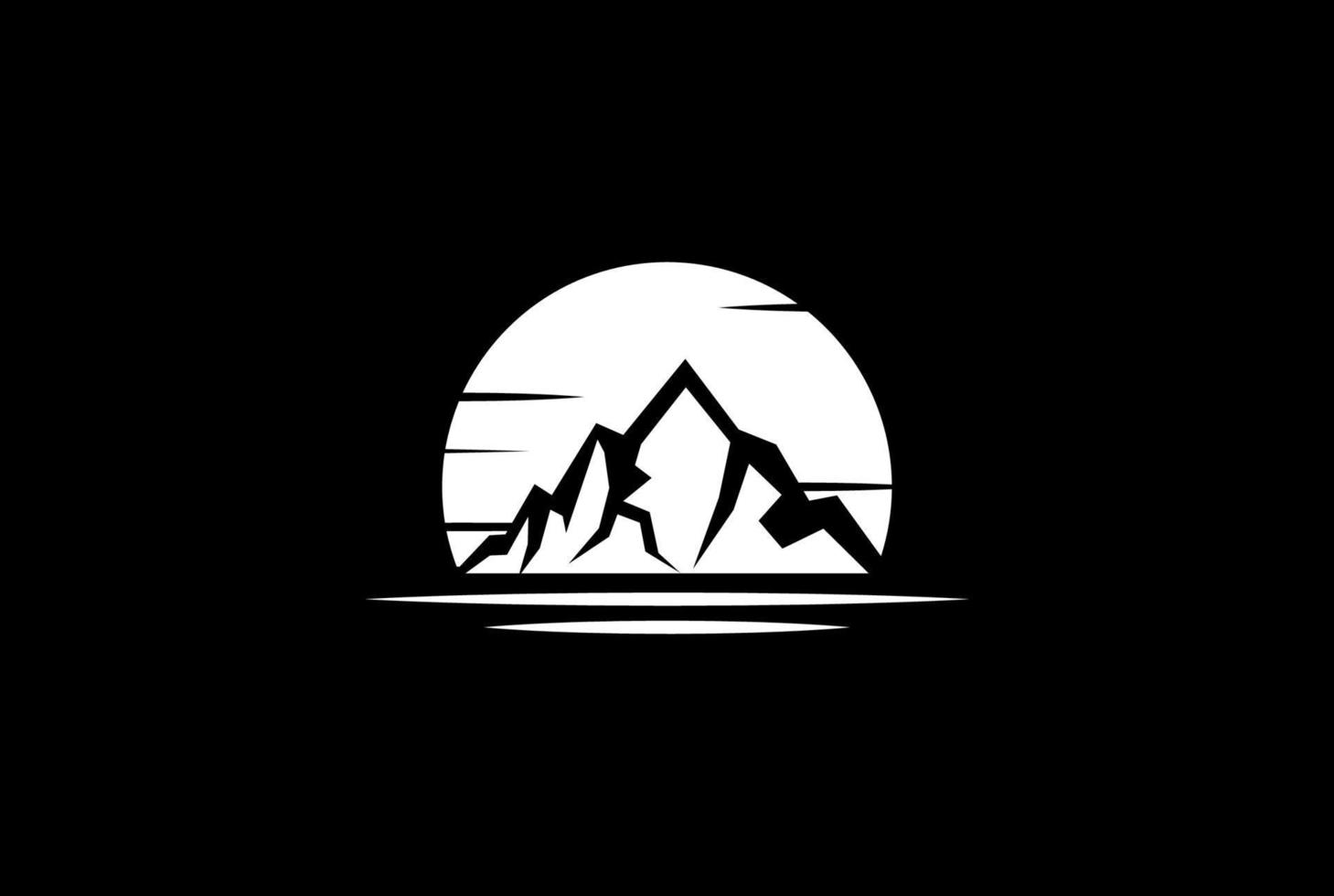 montanha de gelo do nascer do sol retrô vintage ou iceberg com design de logotipo do oceano vetor