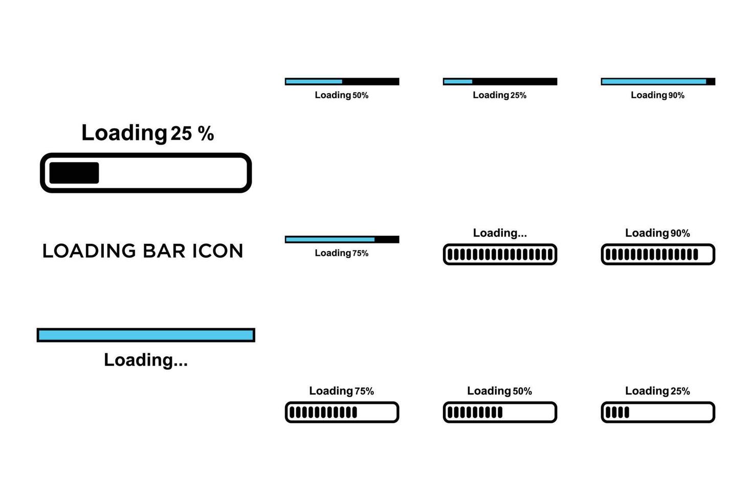 modelo de design de vetor de conjunto de ícones de barra de carregamento em fundo branco