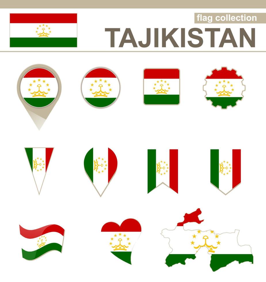 coleção de bandeiras do tajiquistão vetor