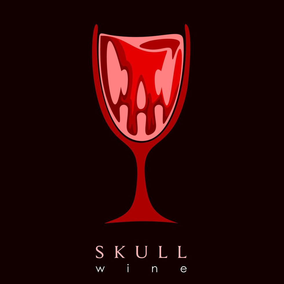 logotipo de conceito de máscara de palavra de vinho de caveira vetor