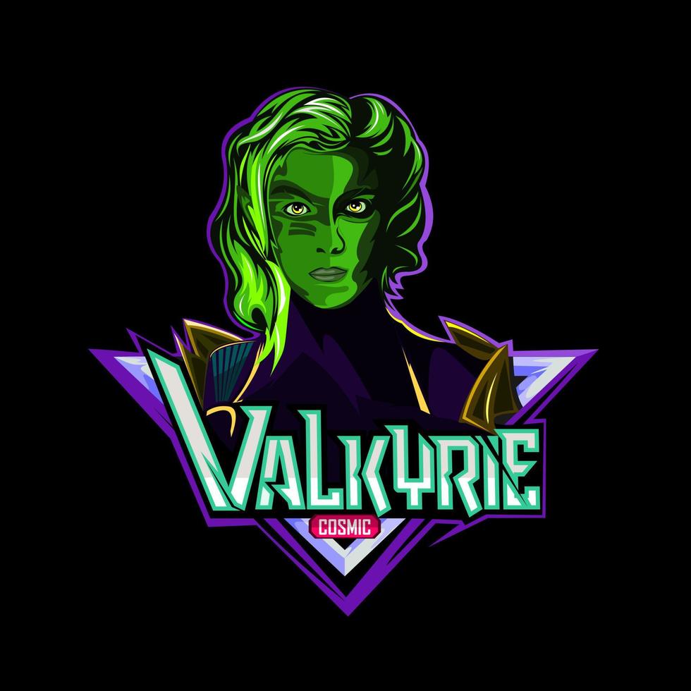 logotipo de jogo de mascote de mulher alienígena vetor