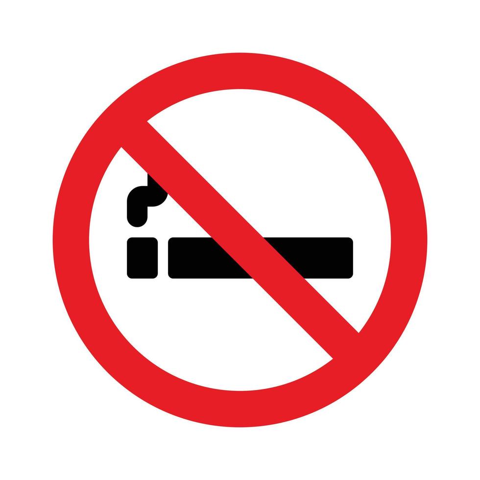 sinal de área para não fumar isolado no fundo branco. vetor