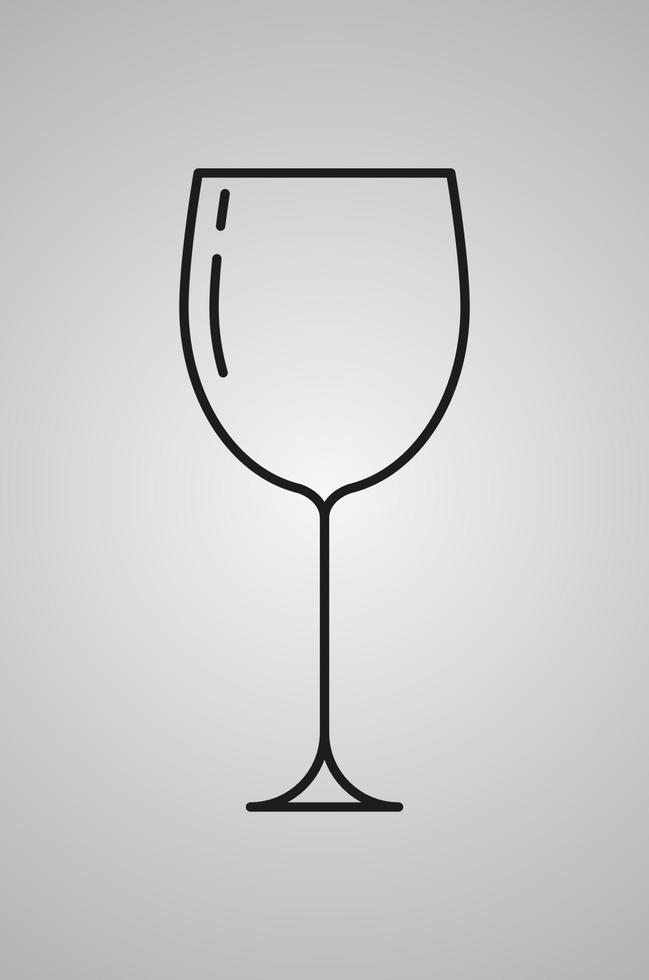 ícone de vetor de contorno de copo de vinho vazio preto
