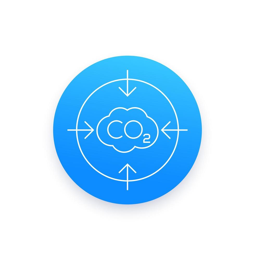 CO2, ícone de redução de emissões de carbono, estilo linear vetor