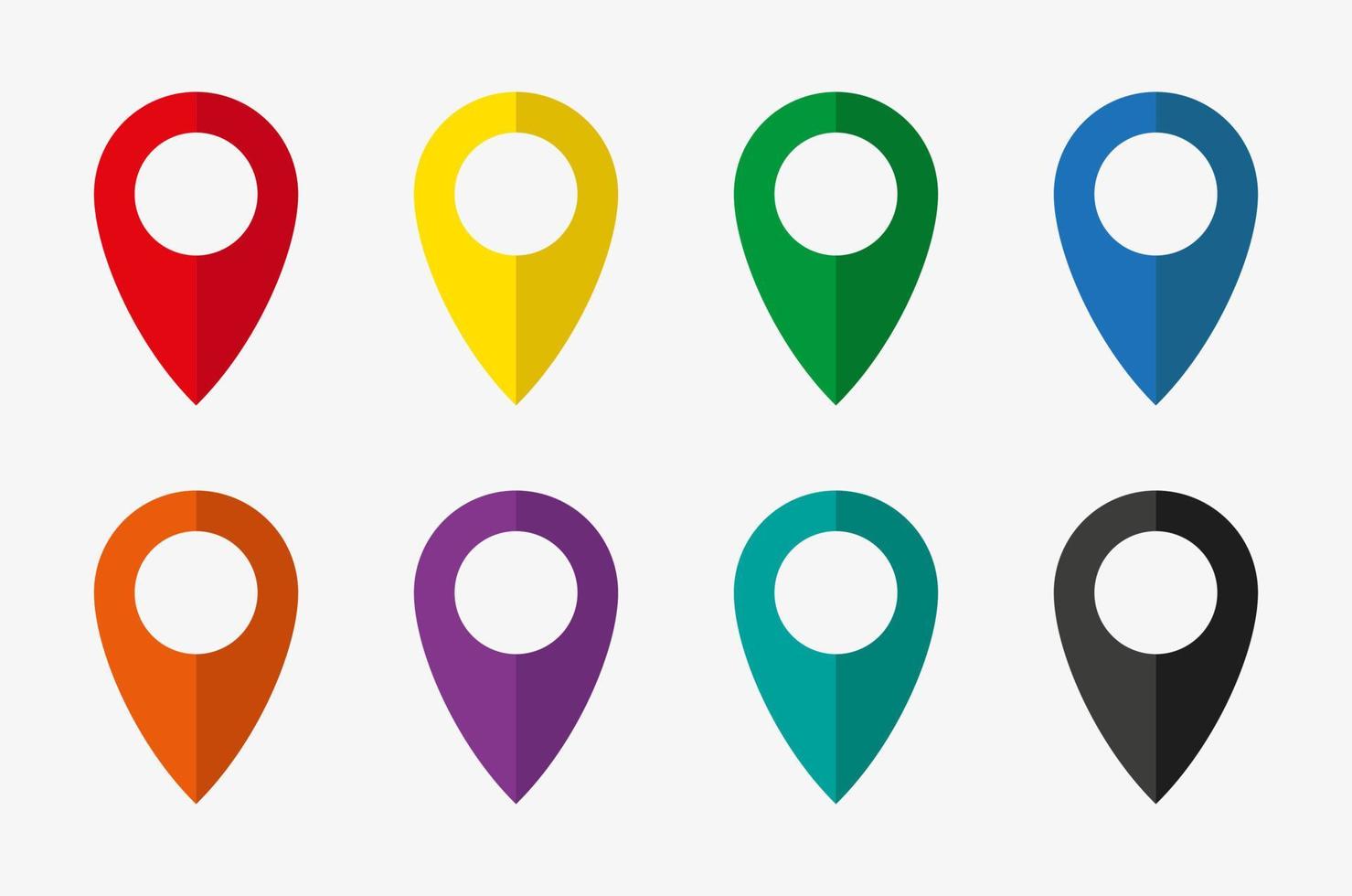 ícones vetoriais de geolocalização em oito cores vetor