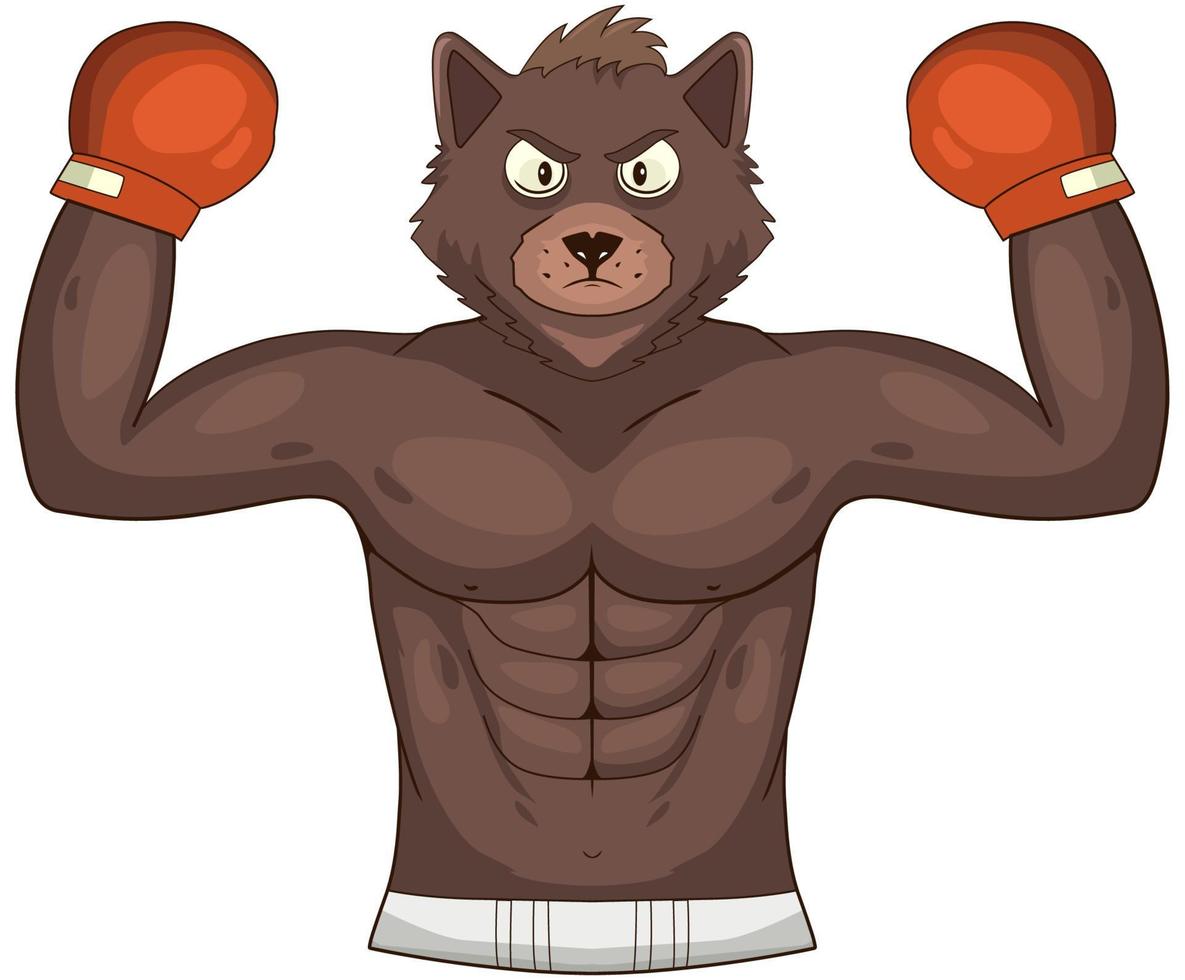 torso de urso de boxe dos desenhos animados com luvas vetor