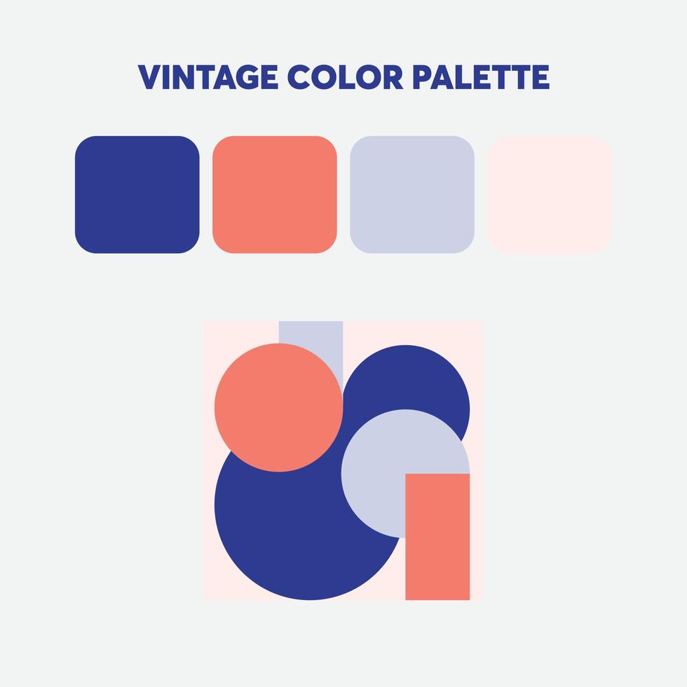 paleta de cores vintage com exemplo de arte geométrica vetor