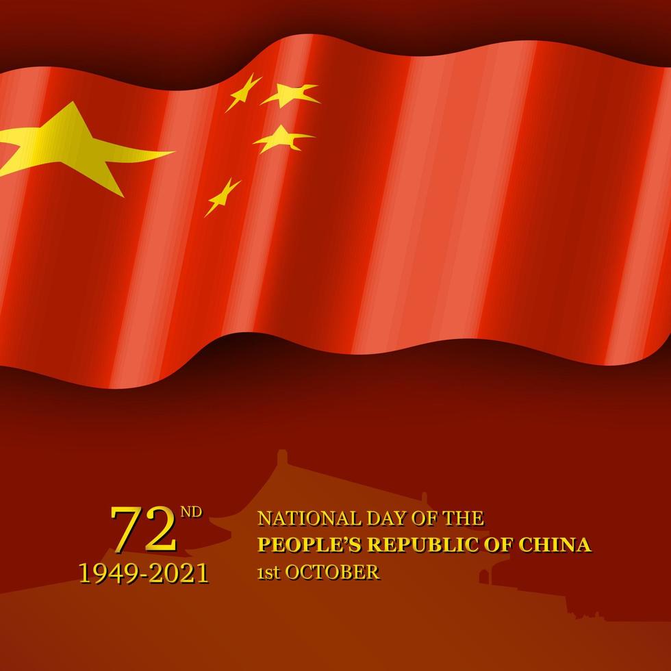 dia nacional da república popular da china para o 72º. cartaz, cartão ou banner para a china. vetor