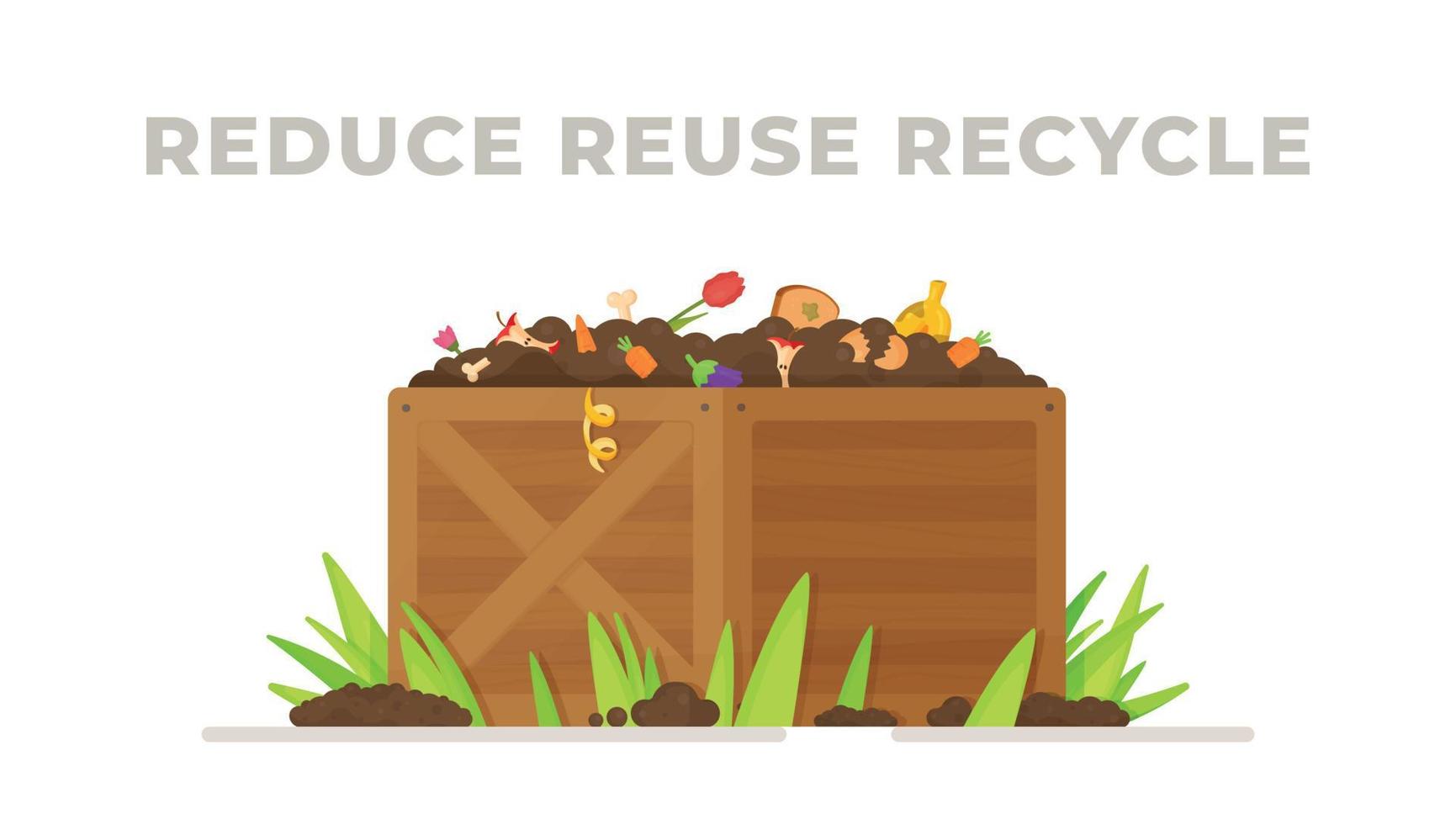 ilustração em vetor de reciclagem de peles e tocos em fertilizante. lixo de esporos em composto.