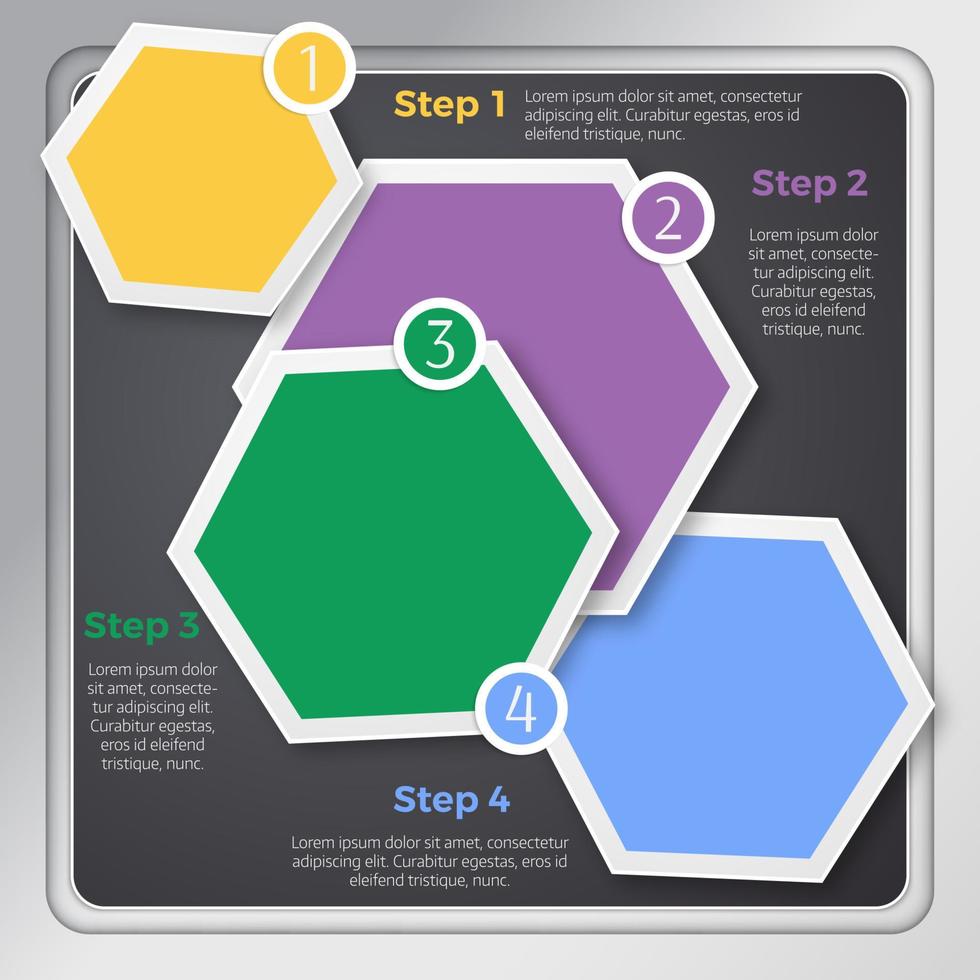 página inicial de design moderno hexágono colorido ou infográfico vetor