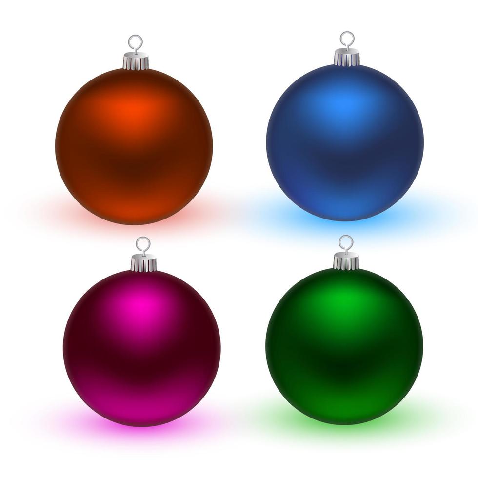 bolas de natal coloridas. conjunto de decorações realistas isoladas vetor