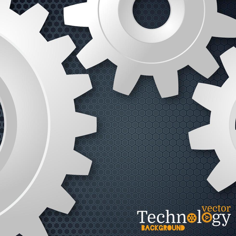 engrenagens 3d brancas sobre o fundo cinza. modelo de infográfico vetor