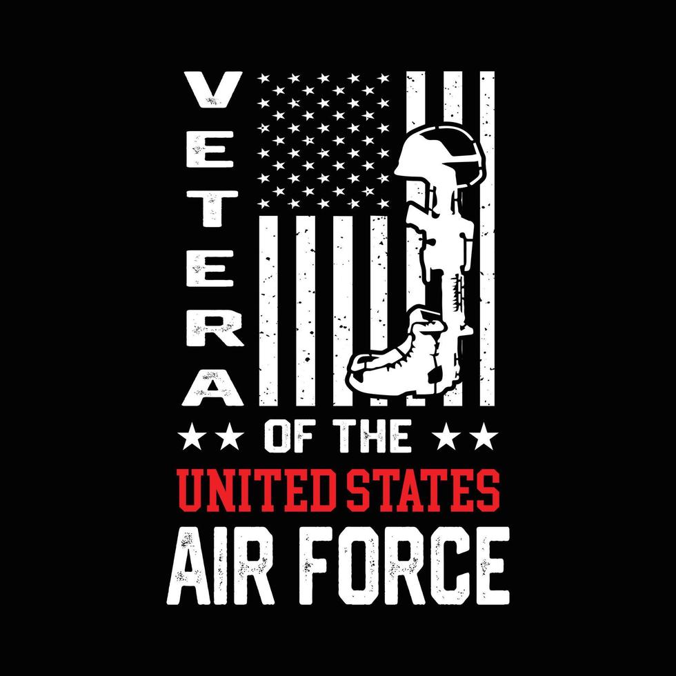 vetor de design de camiseta veterano. veterano da Força Aérea dos Estados Unidos. design de camiseta de veterano americano.