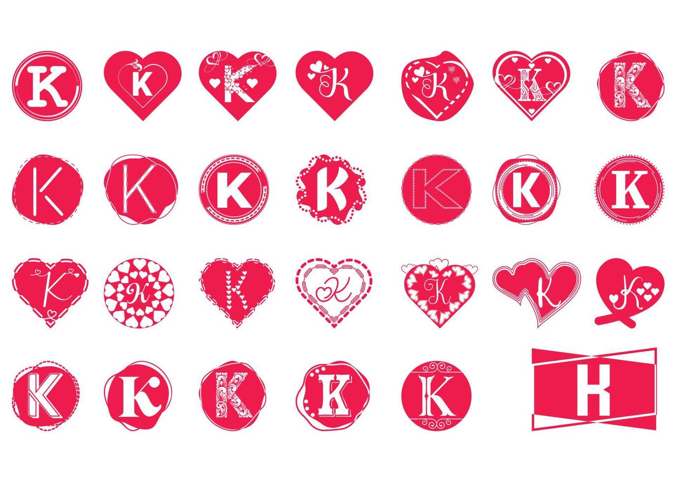 pacote de design de logotipo e ícone de letra k vetor