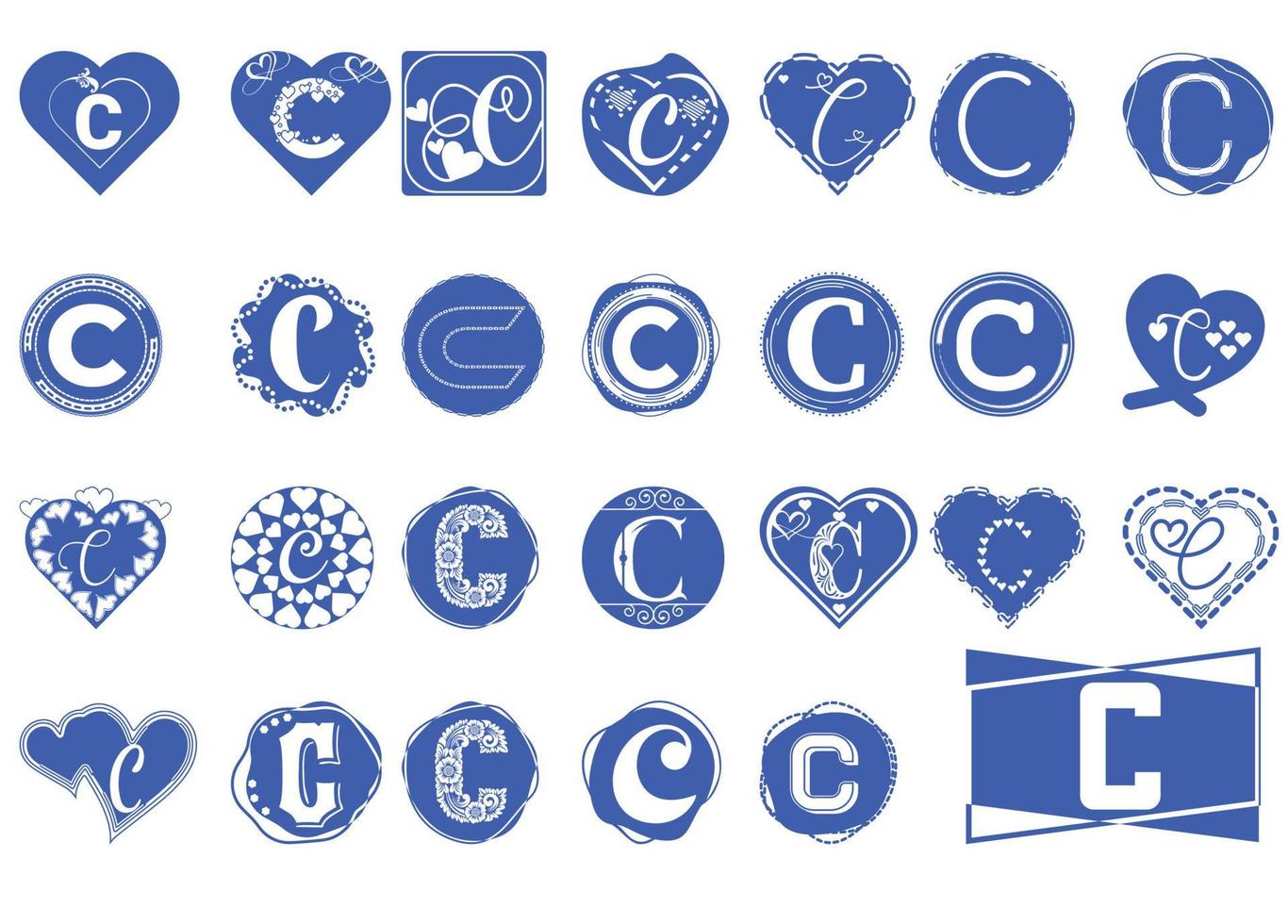 pacote de design de logotipo e ícone de letra c vetor