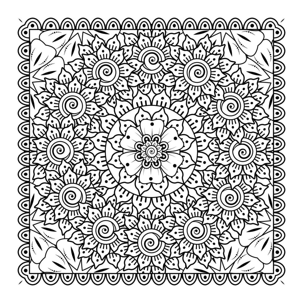 padrão circular em forma de mandala para henna, mehndi, tatuagem, decoração. ornamento decorativo em estilo oriental étnico. página do livro para colorir. vetor